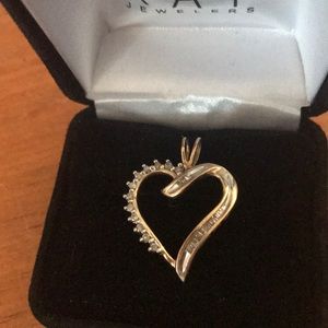 Heart 10k gold and genuine diamond pendant Zales
